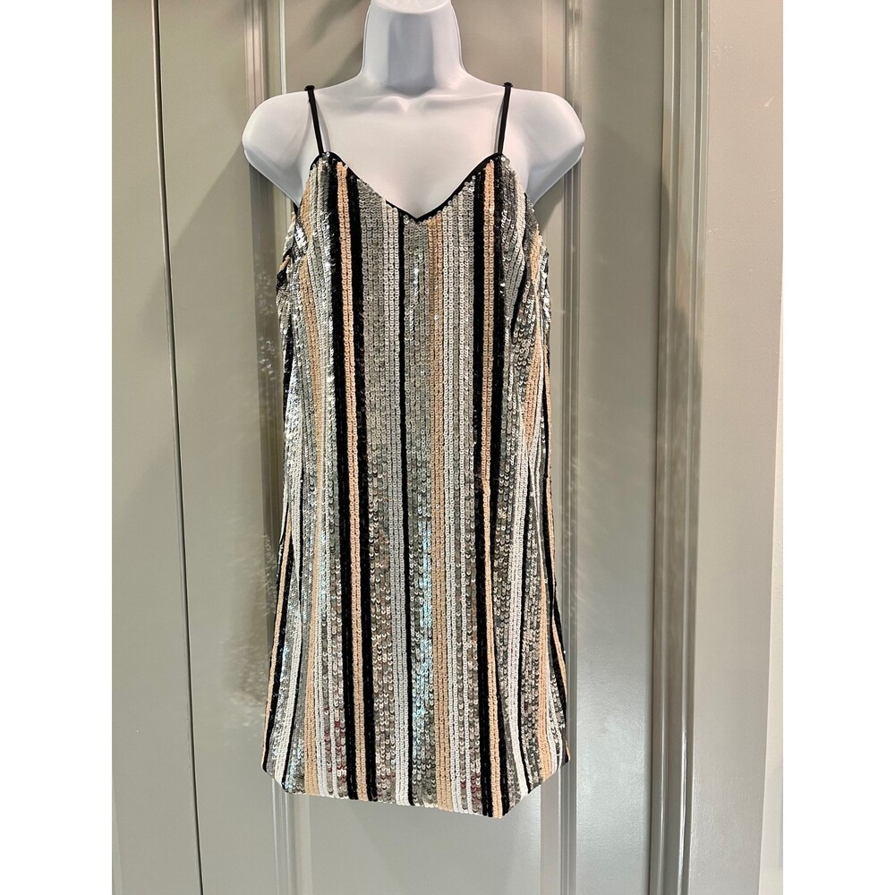 LUCY PARIS Sequin Mini Dress, Sz S, Adjustable Straps